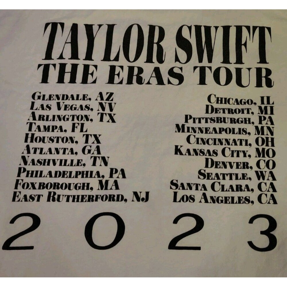 2023 Taylor Swift Eras Tour T Shirt Size M Cotton Short Sleeve White Sm Flaw - Picture 8 of 8